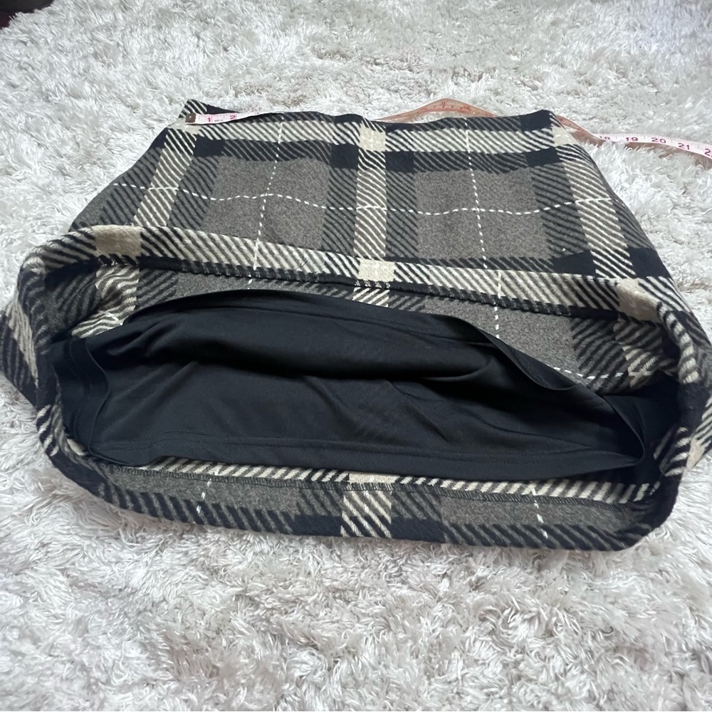 H&M Wool Plaid Mini Skirt • Brown Tan Black • Lined • NWT • Size 10 - Picture 4 of 8